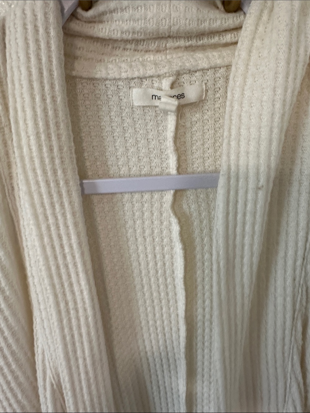 Maurices Cream Open-Front Waffle Cardigan - Picture 3 of 9
